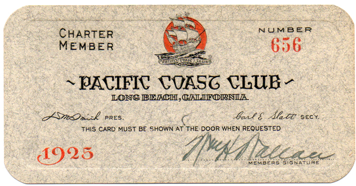 1925e1_Wm_H_Wallace_Pacific_Coast_Club_membership_card_1925